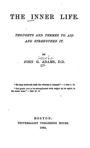 Cover for The Inner Life: Thoughts and Themes to Aid and Strengthen it