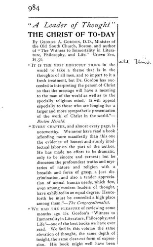 Cover for The Christ of to-day