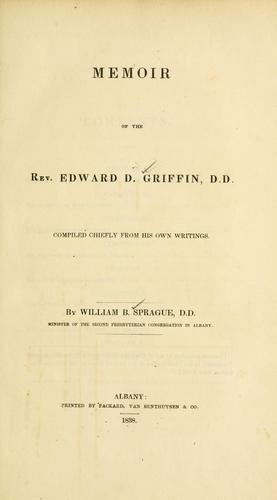 Cover for Memoir of the Rev. Edward D. Griffin, D.D.