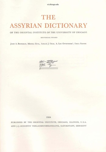 Cover for Assyrian Dictionary