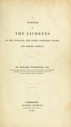 Cover for A synopsis of the lichenes of New England, the other northern states, and British America