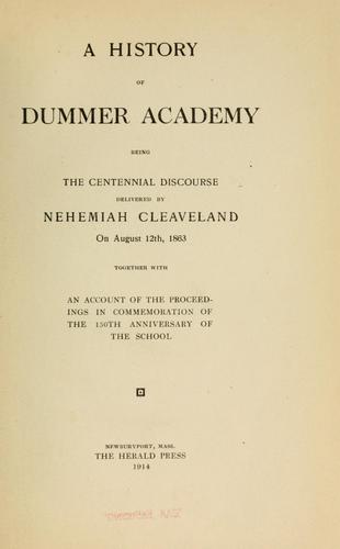 Cover for A history of Dummer Academy