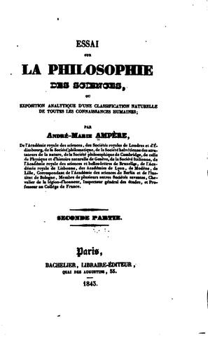 Cover for Essai sur la philosophie des sciences