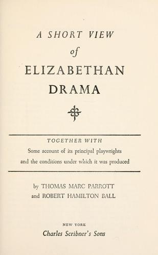 Cover for A short view of Elizabethan drama