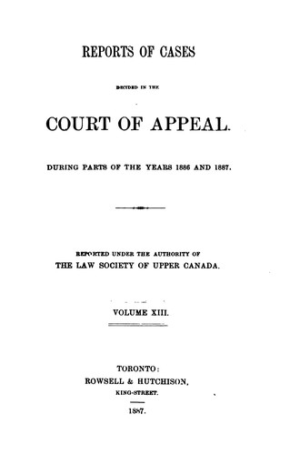 Cover for Reports of Cases Decided in the Court of Appeal [1876-1900].