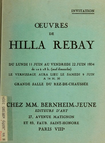 Cover for Oeuvres de Hilla Rebay