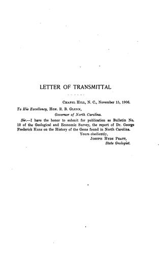 Cover for History of the gems found in North Carolina