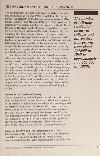 Cover for Incentive early retirement programs for faculty