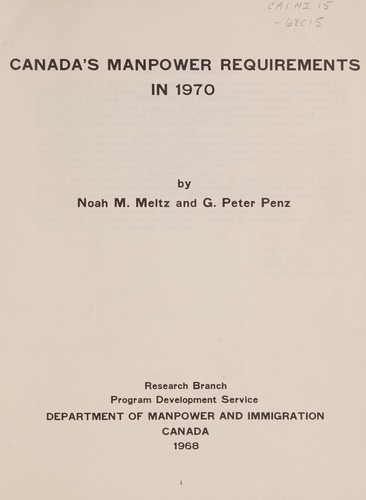 Cover for Canada's manpower requirements in 1970