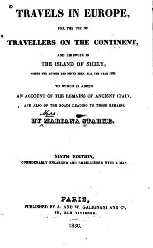 Cover for Travels in Europe and in the Island of Sicily: With an Account of the Remains of Ancient Italy ...
