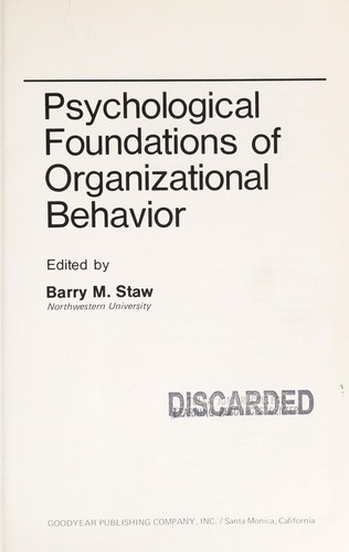 Cover for Psychological foundations of organization behavior