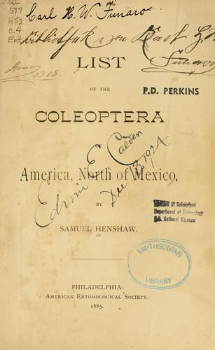 Cover for List of the Coleoptera of America, north of Mexico