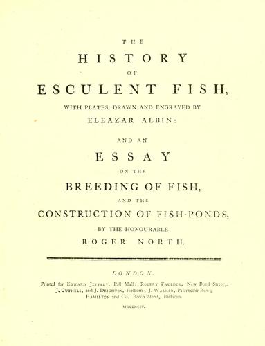 Cover for The history of esculent fish