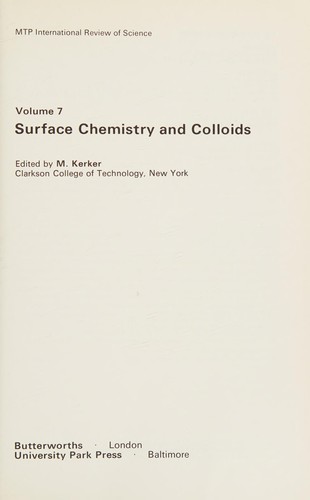 Cover for Surface chemistry and colloids.