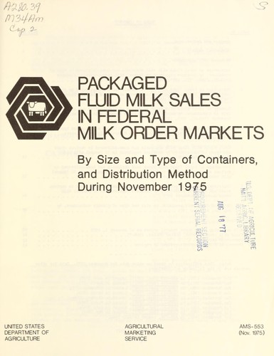 Cover for Packaged fluid milk sales in Federal milk order markets