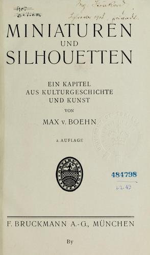 Cover for Miniaturen und Silhouetten