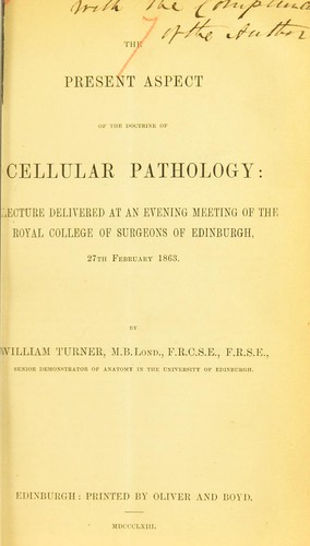 Cover for The present aspect of the doctrine of cellular pathology