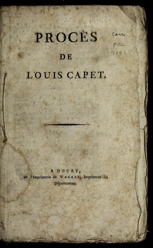 Cover for Proce  s de Louis Capet