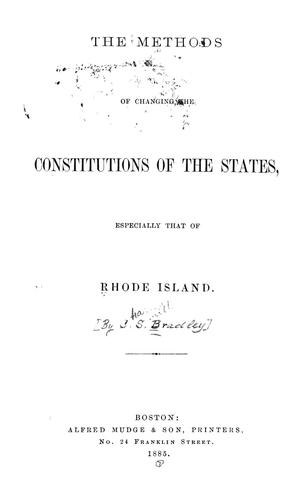 Cover for The methods of changing the constitutions of the states