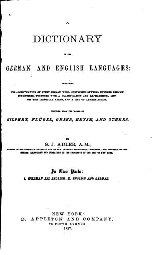 Cover for A Dictionary of the German and English Languages ...