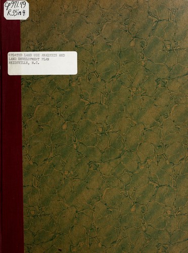 Cover for Updated land use analysis and land development plan, Reidsville, North Carolina