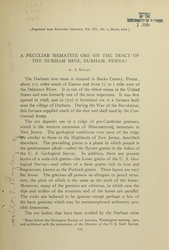 Cover for A peculiar hematite ore on the tract of the Durham mine, Durham, Penna