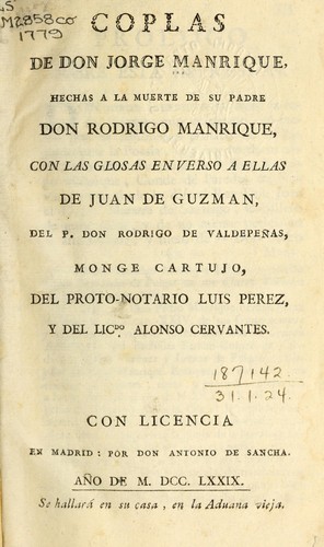 Cover for Coplas hachas a la muerte de su padre Don Rodrigo Manrique
