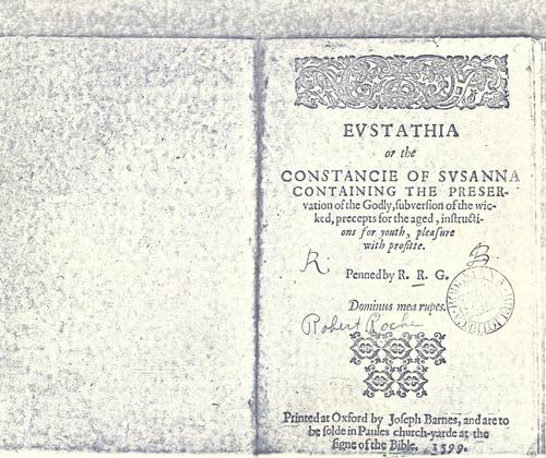 Cover for Eustathia, or the constancie of Susanna