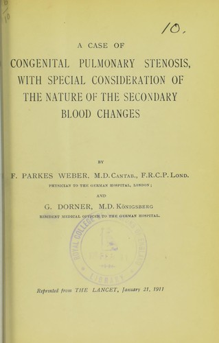 Cover for A case of pulmonary stenosis, with special consideration of the nature of the secondary blood changes