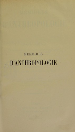 Cover for M©♭moires d'anthropologie