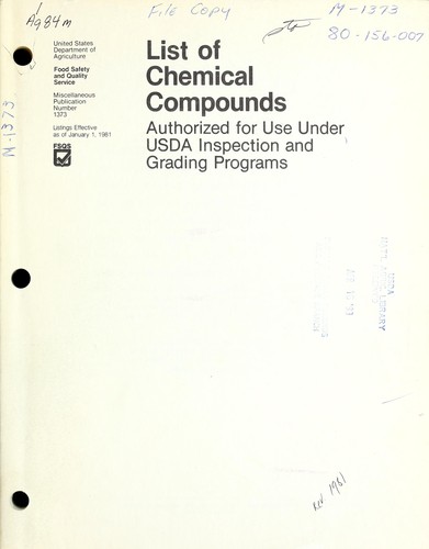 Cover for List of chemical compounds authorized for use under USDA inspection and grading programs