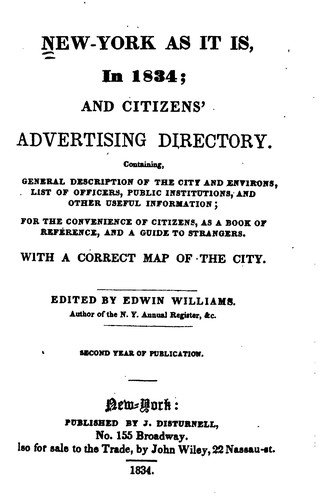 Cover for New-York as it is: Containing a General Description of the City of New-York ...