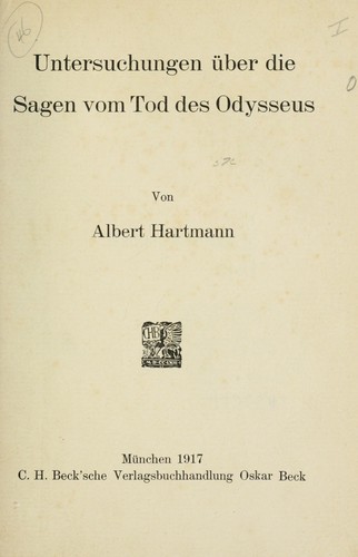 Cover for Untersuchungen über die Sagen vom Tod des Odysseus