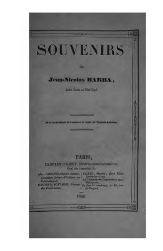 Cover for Souvenirs: Avec le portrait de l'auteur et celui de Pigault-Lebrun
