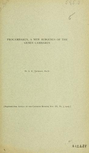 Cover for Procambarus, a new subgenus of the genus Cambarus