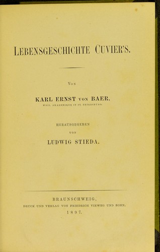 Cover for Lebensgeschichte Cuvier's