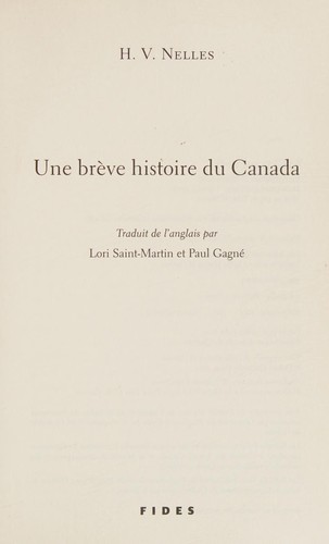 Cover for Une brève histoire du Canada