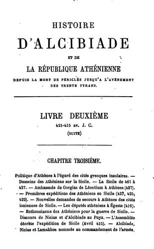Cover for Histoire d'Alcibiade et de la république Athénienne depuis la mort de ...