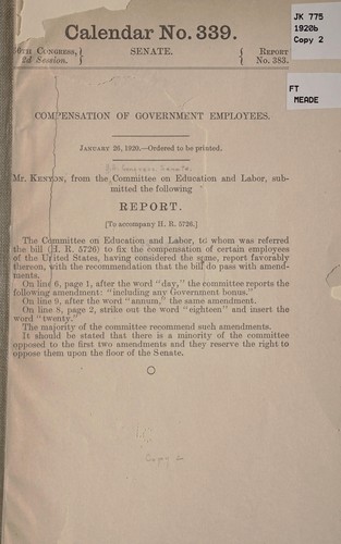 Cover for Compensation of government employees ...