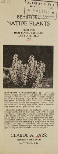 Cover for Beautiful native plants from the High Plains, Badlands and Black Hills, 1946