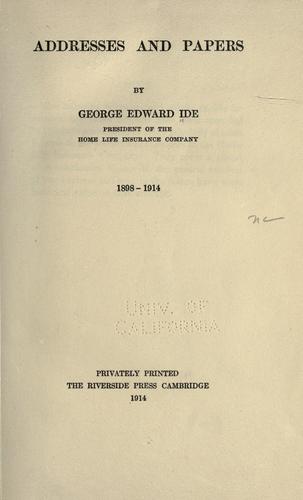 Cover for Addresses and papers, 1898-1914