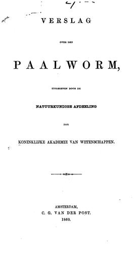 Cover for Verslag over den paalworm