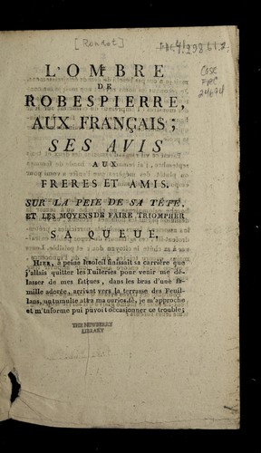 Cover for L'ombre de Robespierre, aux Franc ʹ ʹais