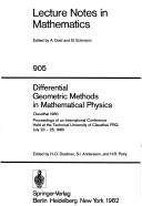 Cover for Differential geometric methods in mathematical physics, Clausthal 1980