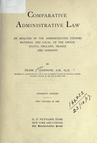 Cover for Comparative administrative law