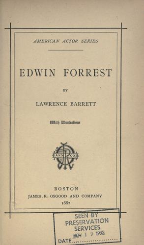 Cover for Edwin Forrest.