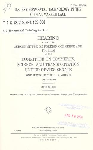 Cover for U.S. environmental technology in the global marketplace