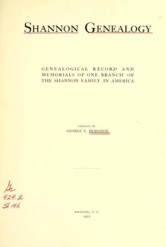 Cover for Shannon genealogy