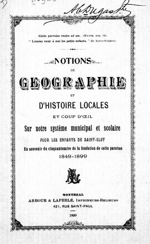Cover for Notions de géographie et d'histoire locales