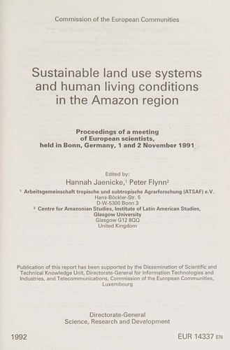 Cover for Sustainable Land Use Systems and Human Living Conditions in the Amazon Region